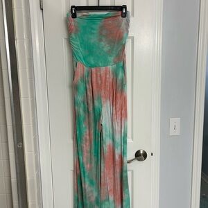 Heart Hips Tie-Dye Jumpsuit in Green and Red